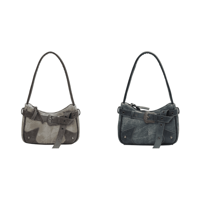 Con Remaches para Mujer Bolso Vintage Axilas Gran Capacidad Uso Urbano (gris)