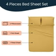 thumbnail image 2 of Kanak Bedding 4 Pieces Egyptian Cotton Sheet Set with 19" deep Pocket,1 Flat Sheet,1 Fitted And 2 Pillowcases, 1000TC(Full,Gold), 2 of 4