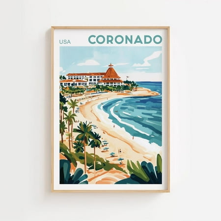 Hotel del Coronado Island Wall Art Giclee print Coastal Decor San Diego Wedding gift Anniversary print California Decor Poster Decor, Size 8x12 UNFFRAMED F03.1.8l2193