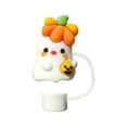 thumbnail image 3 of FURNIX Halloween Straw Cover Caps for Tumblers Cute Reusable Pumpkin Ghost Straws Toppers 10mm Silicone Straw Tip Lids Portable Accessories for Halloween Party Decoration, 3 of 4