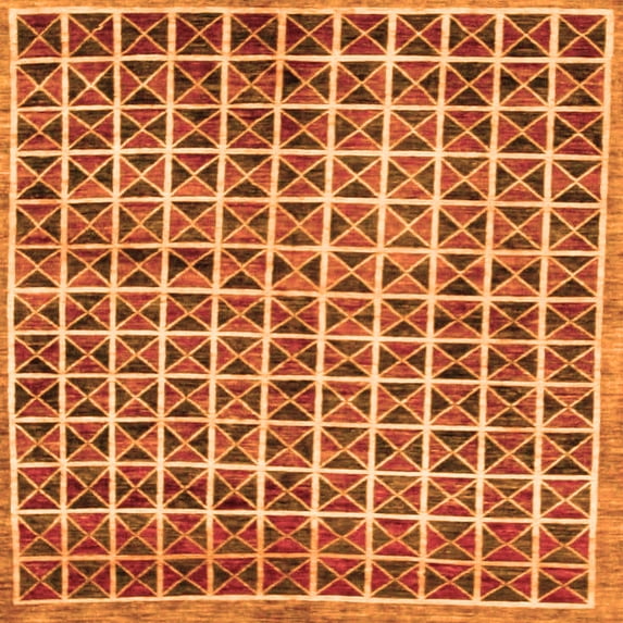 Ahgly Company Indoor Square Oriental Orange Modern Area Rugs, 6' Square