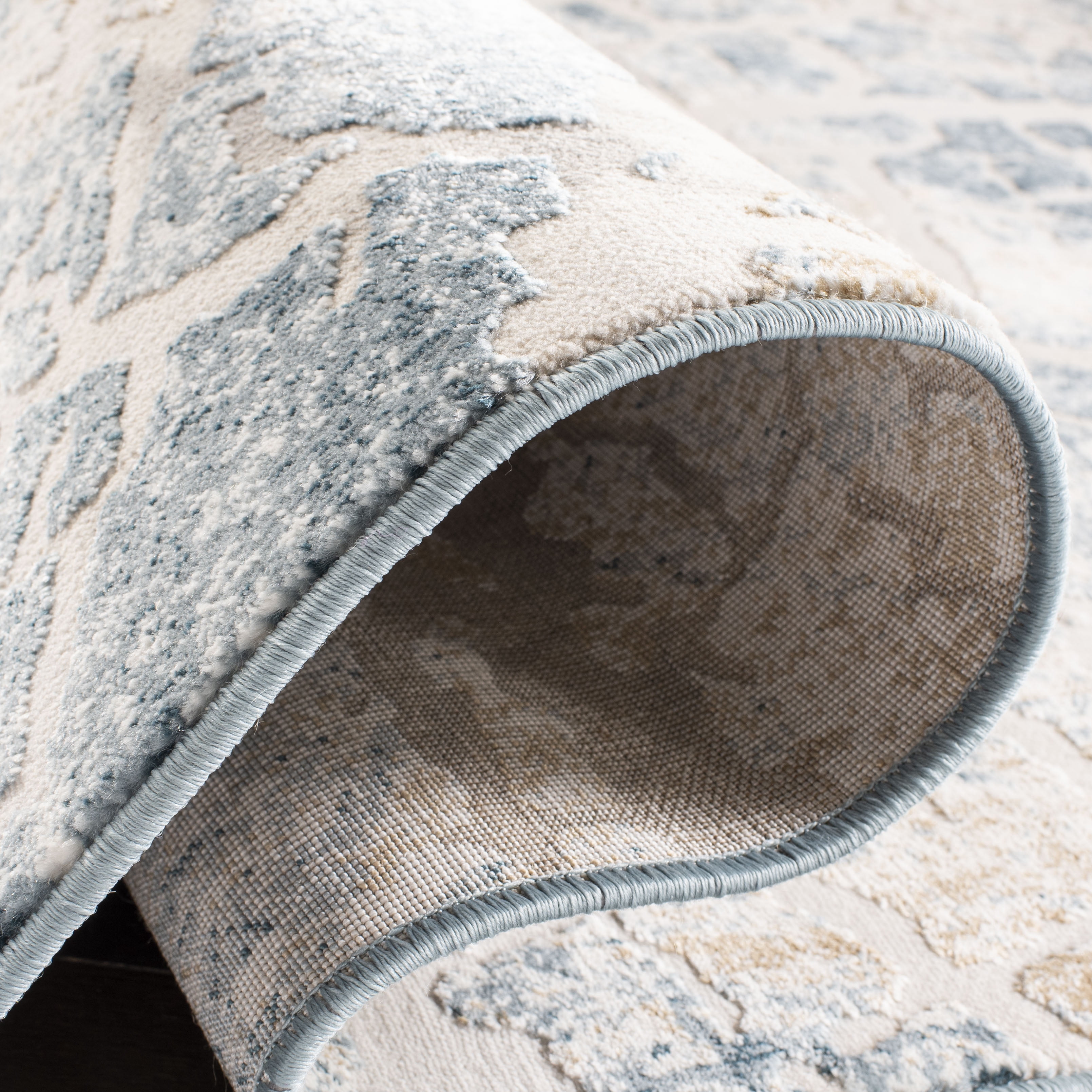 SAFAVIEH Vogue Zowie Abstract Area Rug, Ivory/Teal, 6'7" x 6'7" Square