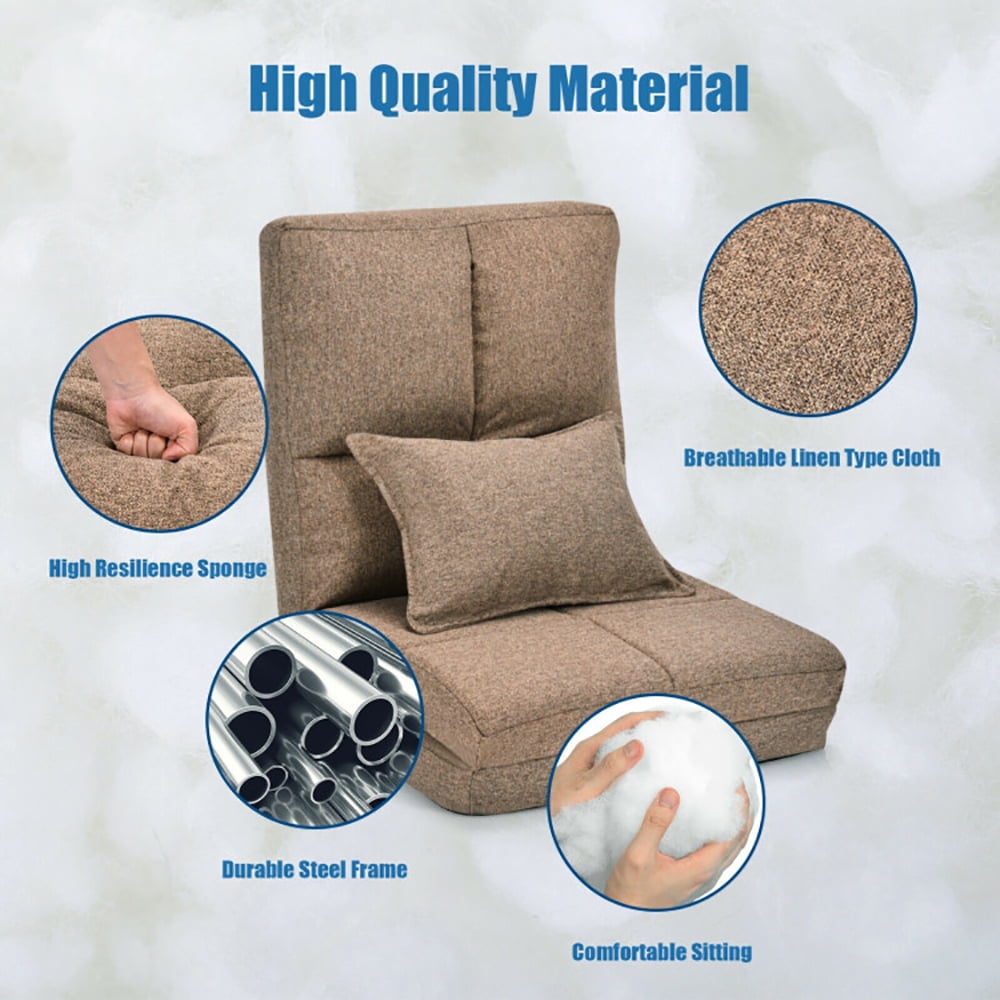 Finihen Folding Sleeper Couch, Fold Down Flip Convertible Sleeper Couch with Pillow, Foldable Mattress for Living Room, Dorm, Home, Office, Apartment, Brown Finihen Folding Sleeper Couch, Fold Down Flip Convertible Sleeper Couch with Pillow, Foldable Mattress for Living Room, Dorm, Home, Office, Apartment, Brown
