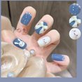 thumbnail image 3 of Juego de 24 piezas de uñas adhesivas en forma de lazo 3D con forma de conejo con dibujos animados, 3 of 5