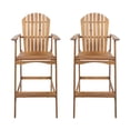 thumbnail image 6 of GZXS Acacia Wood Barstools Set of 2, Outdoor Patio Chairs with Slatted Back and Armrests for Deck, Balcony or Backyard (Natural Stained), 6 of 10