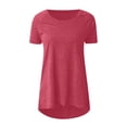thumbnail image 4 of SDNall T-Shirts for Women Summer Solid Round Neck Loose Short Sleeve T-Shirt Womens Summer Tops (Sizes S-XXXXXL), 4 of 9