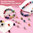 thumbnail image 4 of 105 Pcs 10mm Perlas de arcilla con strass para hacer joyería, perla de bola de discoteca a granel para pulsera, collar, arete, manualidades, decoración DIY, gris transparente, 4 of 7
