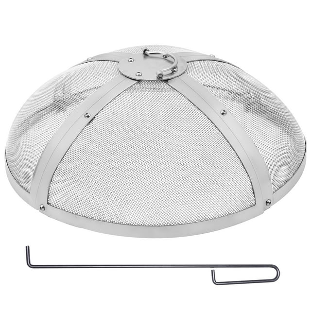 VEVOR Écran Pare-Étincelles Rond pour Foyer 20 Pouces, Couvercle Métallique en Acier Renforcé Robuste, Couvercle de Foyer Extérieur, Couvercles d'Écran Supérieurs Ronds à Ouverture Facile avec Poignée Anneau pour Foyers de Patio Extérieurs et Cour Arrière