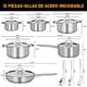 thumbnail image 2 of Bater&iacute;a De Cocina Acero Inoxidable 15 Piezas，Sartenes Acero Inoxidable Juego De Ollas Funciona Con Estufas De El&eacute;ctricas Y De Gas，Lavavajillas, 2 of 7