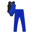 thumbnail image 5 of TiaoBug Kids Girls Rhinestones Sleeveless Gymnastics Dance Leotard Bodysuit And Leggings Pants Athletic Dancewear Royal Blue 12, 5 of 7