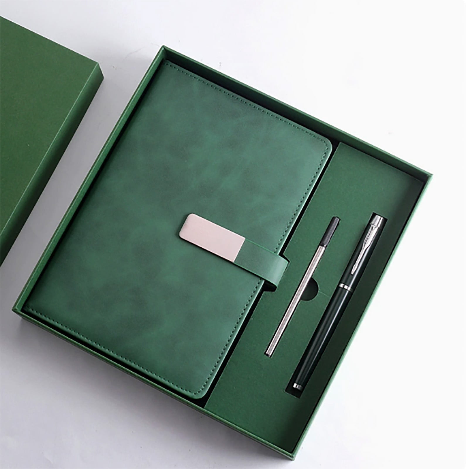 College Hardcover Writing Notebook Gift Set A5 Lined Journal with Pen & Gift Box, 8.6" Faux Leather Notebook Ballpoint Pens Box Thank You Gift for Coworker Staff Teacher Office Social Worker