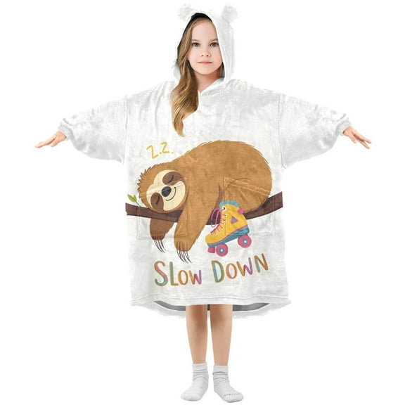 joogoo Wearable Blanket Hoodie Cute Sloth-s3 for Flannel Sherpa Pocket 3-14 YR M