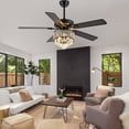 thumbnail image 2 of Cusp Barn 52 inch Modern Black Crystal Ceiling Fan with Light and Remote Control, DC Motor 6-Speed Reversible Ceiling Fan, 2 of 12