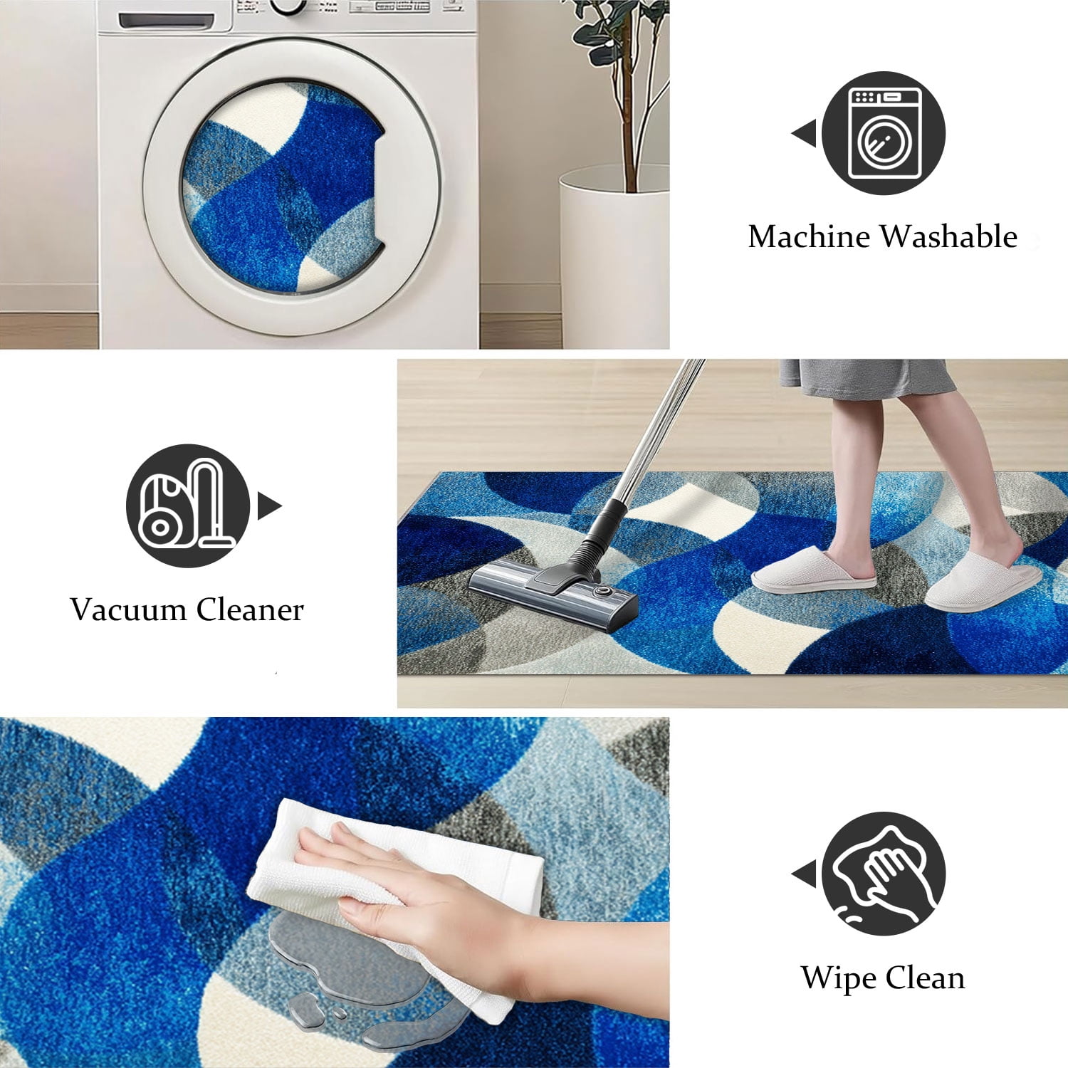 3 Piece Kitchen Rug Set, Abstract Pattern Kitchen Hallway Rug, Soft And Comfortable, Suitable For Sinks, Floors, Entrances, Hallways And Bathrooms