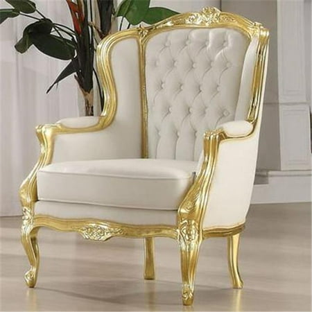 acme furniture 59144 kassim gold white traditional accent wing arm