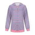 thumbnail image 3 of Chaquetas y abrigos casuales con capucha y manga larga para mujer Chaqueta casual con capucha y cremallera de manga larga con estampado a rayas para mujer Top de poliéster para mujer, 3 of 3