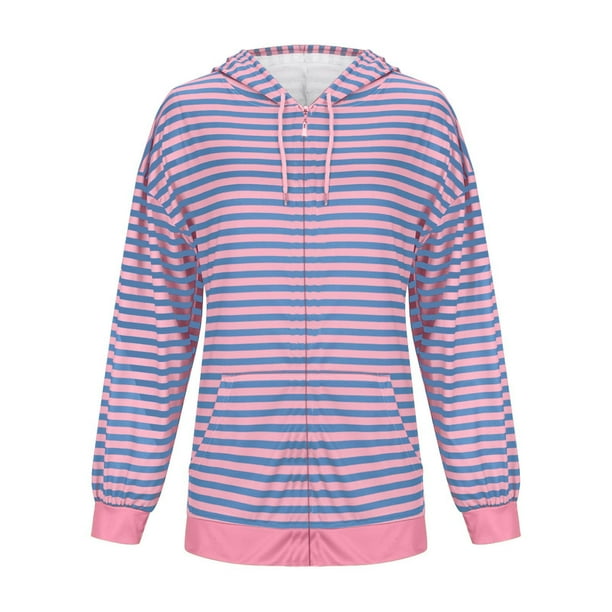 Fall Savings! Titcea Hoodies for Women Striped Printed Long Fall Savings! Titcea Hoodies for Women Striped Printed Long