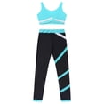 thumbnail image 4 of TSSOE Kids Gymnastics Tracksuit Girls Dance Crop Tank Tops Sport Bra Vest with Yoga Leggings Ice Blue Green 12, 4 of 6
