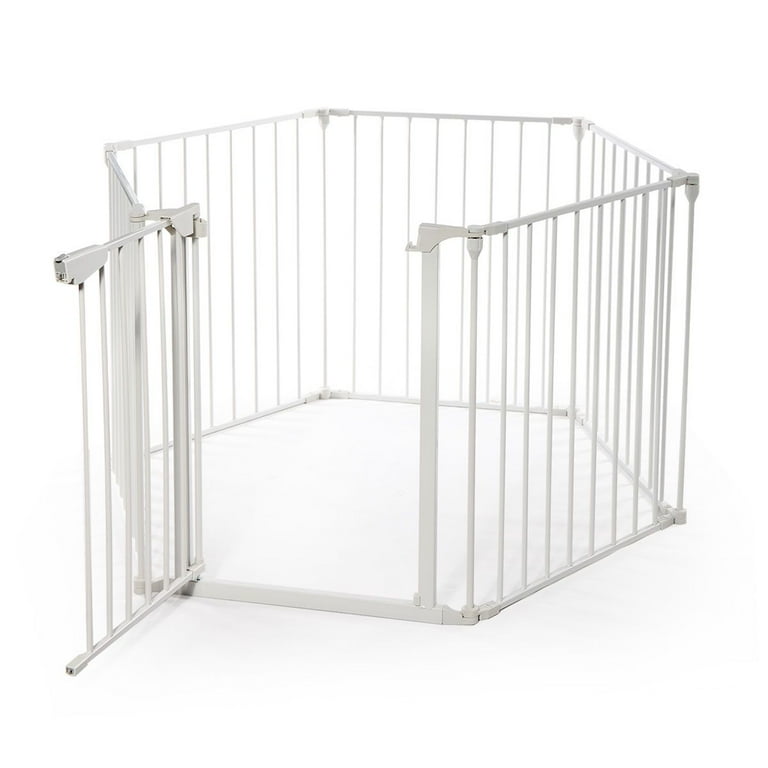 80” Metal Fireplace Fence Guard 3-Panel Baby Safety Gate, Auto Close Baby  Fen