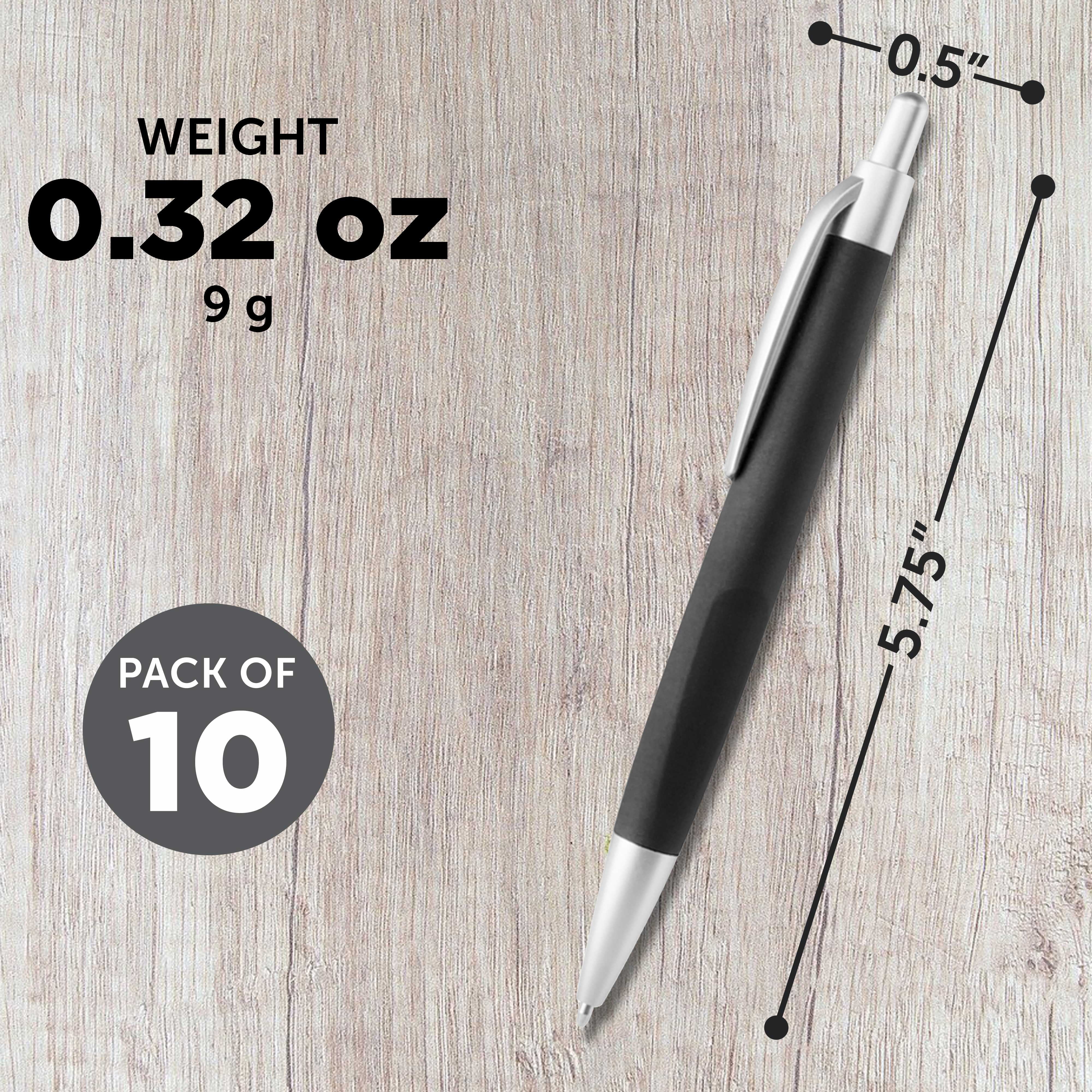 10 Atlas Click Action Pens Pack - Plastic, Black Ink - Black