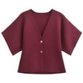 thumbnail image 4 of Women's Casual Jacket for Everyday Wear - Lightweight Short Sleeve V-Neck Knit Sports Jacket for Women Women's Bomber Jacket Casual Coat, 4 of 4