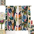 thumbnail image 3 of Tropical Leaves Curtains Jungle Green Plant Palm Leaf Pink Art Printed Bedroom Living Room Bathroom Blackout Rod Pocket Decoration Window Drapes 2 Panels W42xL54in, 3 of 6