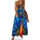 thumbnail image 1 of Vestido largo playero de pavo real colorido con estampado de animales, tirantes finos, ropa de calle, vestidos largos informales, ropa de primavera con cuello en V, ropa de gran tamaño, 1 of 7