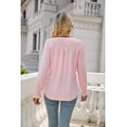 thumbnail image 2 of New Women's Solid Color Hollow Pleated Lotus Leaf Sleeves V-Neck Loose Long-Sleeved Top, 2 of 3
