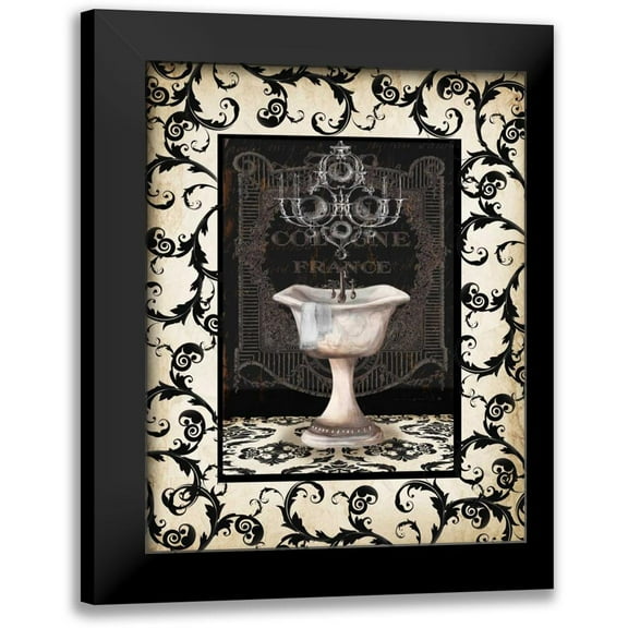 Tre Sorelle Studios 12x14 Black Modern Framed Museum Art Print Titled - Midnight Bath with border II