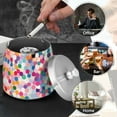 thumbnail image 4 of Yayeee Ashtray with Lid for Cigarette Smokeless Stainless Steel Home Ash Holder, Light Colorful Circles, 4 of 7