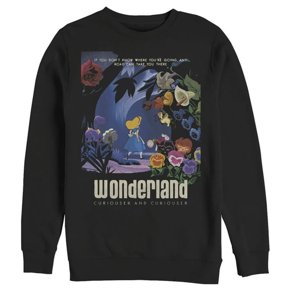 Men's Alice in Wonderland Any Road Will Take You There The White Rabbit Sweatshirt Black Large