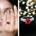thumbnail image 3 of Rosec Jewels Created Ruby Solitaire Engagement Vintage Ring with Diamond (8 mm Cushion Cut Ruby), 14K White Gold, US 11.00, 3 of 8