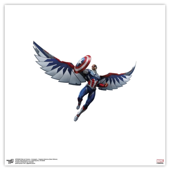 Gallery Pops Marvel Comics Avengers - Captain America (Sam Wilson) Wall Art, Unframed Version, 12" x 12"