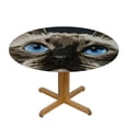 thumbnail image 3 of HAOXIT Blue Eyes Siamese Cat Fitted Round Tablecloth Waterproof Table Cloth with Elastic Edge Wipe Clean Table Cover for Indoor Outdoor 31-35, 3 of 8