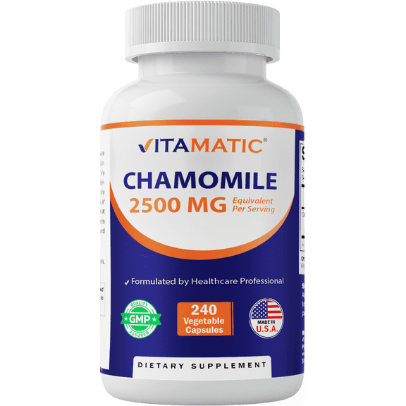 Vitamatic Chamomile 250 mg 10:1 Extract - 240 Veg Capsules - Non-GMO & Gluten Free
