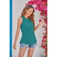 thumbnail image 3 of Sleeveless Women's High Neck Tank Top Blouse Plain T Shirts Pocket Cami Summer Tops, 3 of 5