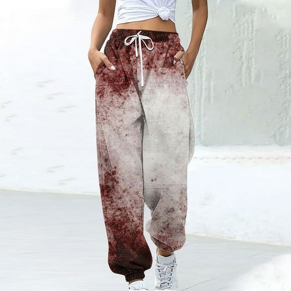 WXLWZYWL Womens Halloween Sweatpants Graphic Print Pants Drawstring Waist Joggers Casual Lounge Pants Athletic Workout Pants