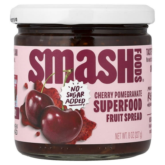 Smash Foods, Superfood Fruit Spread, Cherry Pomegranate , 8 oz Pack of 2