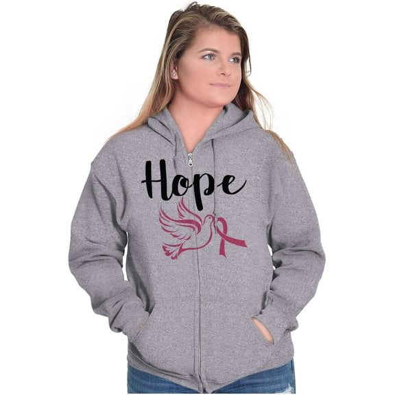 Breast Cancer Awareness Hope Dove Zip Hoodie Sweatshirt Women Brisco Brands S