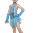 thumbnail image 4 of XXWXYD Girls Sequin Tassel Dress Latin Dance Skirt Sparkling Ballet Tan𝑔o Dancewear 5-14 Years Competition Performance Stage Costum𝖾 Glittery, 4 of 8