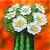 En Vogue B-295 Cactus with White Flowers - Decorative Ceramic Art Tile - 8 in. x 8 in.