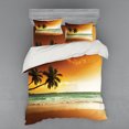 thumbnail image 1 of Ambesonne Tropical Bedding Set 4 Pcs, Palm Tree Exotic Beach, Queen, Amber Green White, 1 of 3