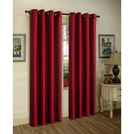 1 Panel Nancy Solid Burgundy Semi Sheer Window Faux Silk Antique