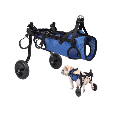 Adjustable Rear Dog Wheelchair Cart - Pet Rehabilitation Walking Aid for Disabled & Injured Small Dogs, Leg and Hip Support Commuting Assist