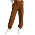thumbnail image 4 of Levmjia Women's Solid Color Jogger Pants High Waisted Drawstring Elastic Waist Casual Sweatpants with Pockets Tapered Cuffed Lounge Pants, 4 of 8