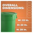 32 Gallon Green Round Trash Can with Lid, Ingredient Bin, Wastebasket