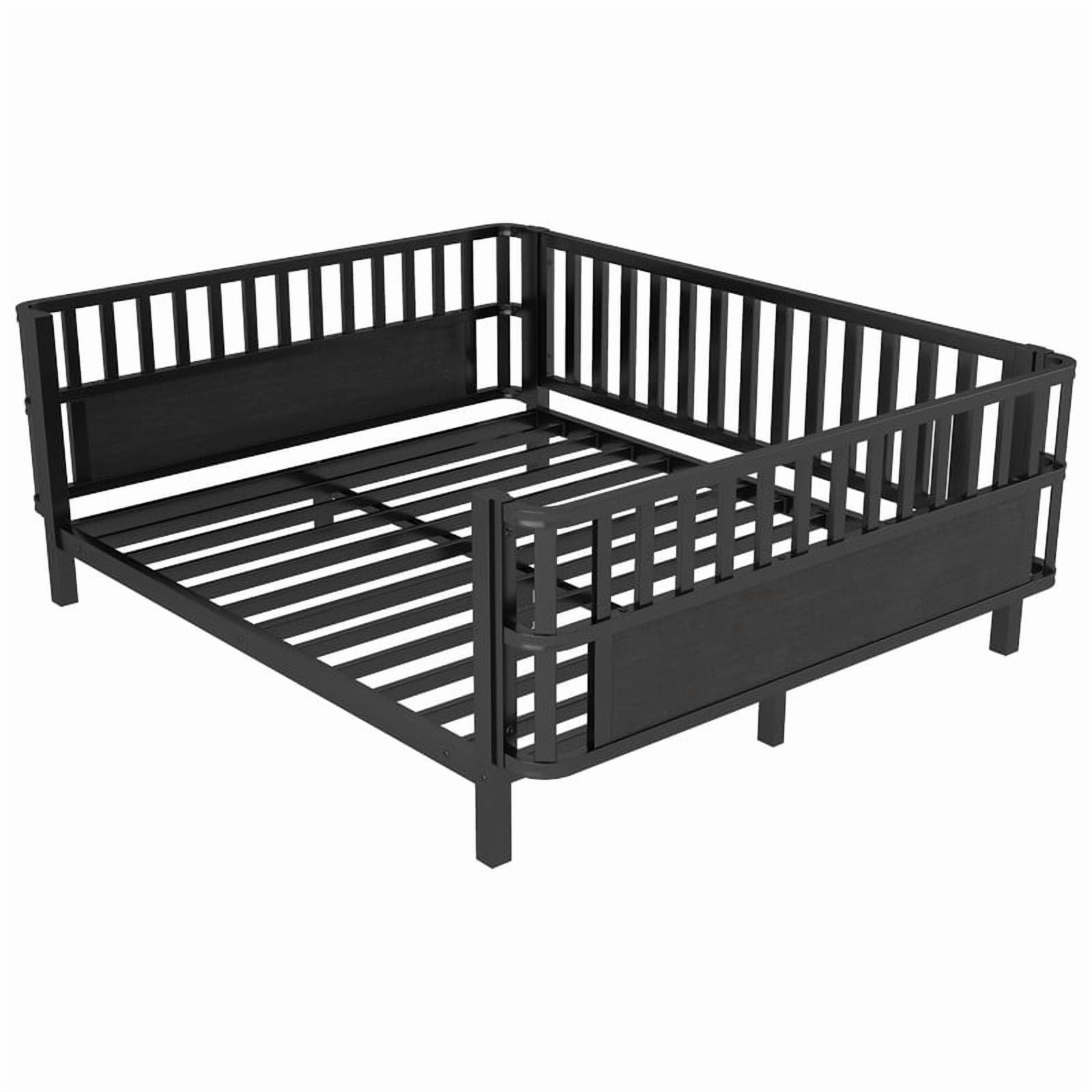 Mirightone Full Metal Platform Bed , Low Profile Twin Bed Frame with Removable Safety Rails, Montessori Metal Bed for Bedroom, No Box Spring Needed, Black