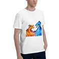 thumbnail image 2 of Red And Blue Dragon Flame Men'S Basic Short Sleeve T-Shirt White Small, 2 of 5