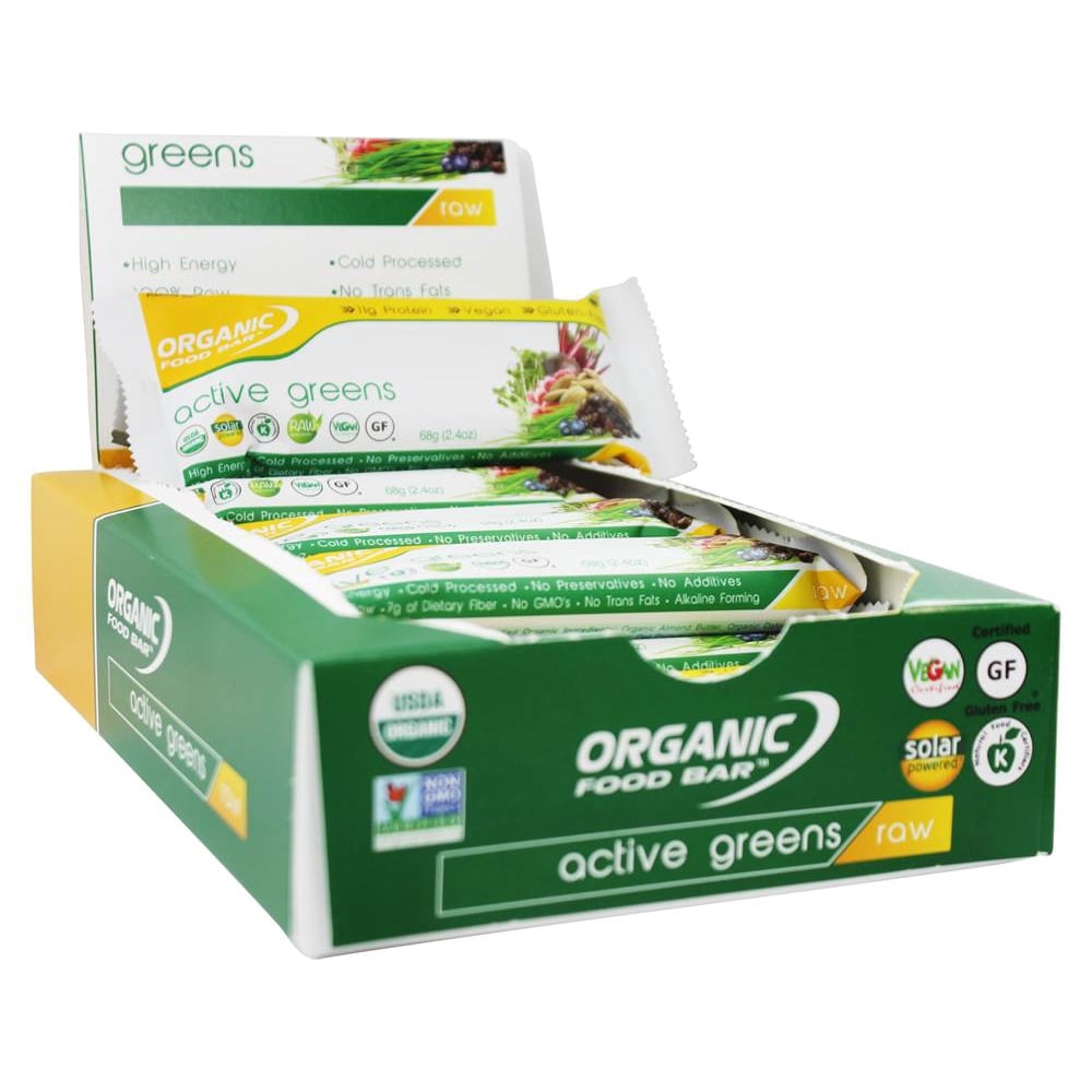 Organic Food Bar Raw Active Greens 12 Bars