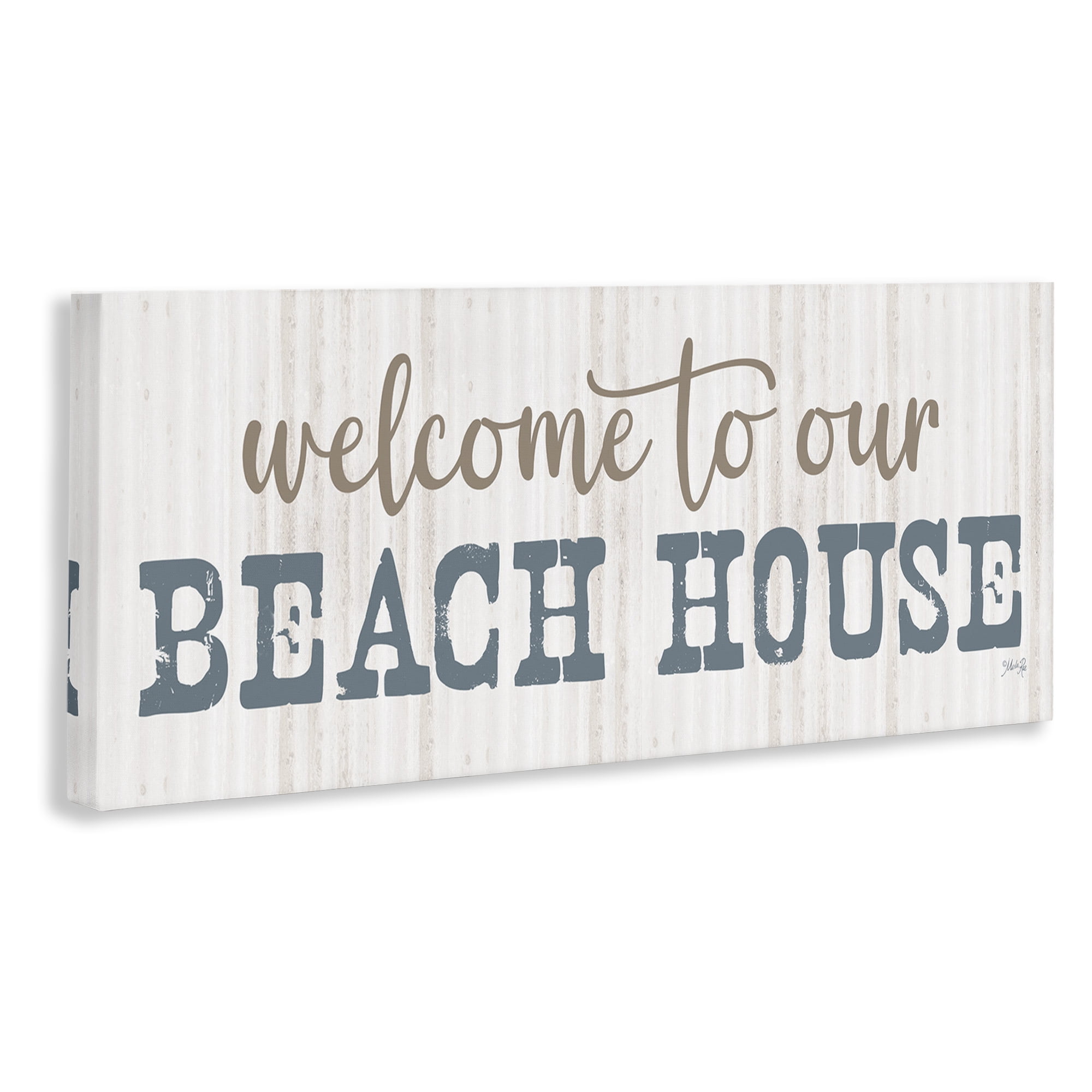 Stupell Industries Welcome Beach House Typography Painting Gallery Wrapped Canvas Art Print Wall Art, 24 x 10